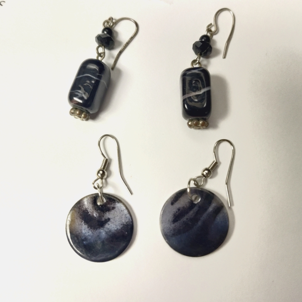 Black Beaded Earings Set